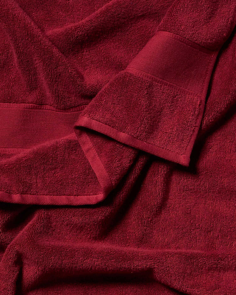 Close-up of a red towel with folds