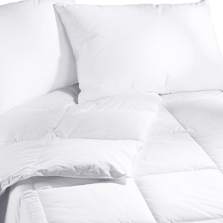 White comforter and pillow on a bed