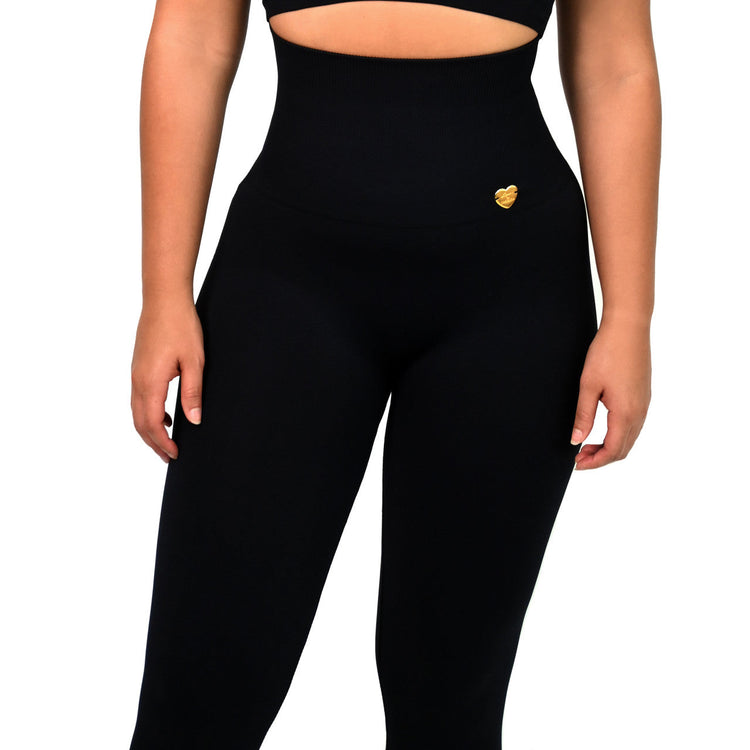 SHAPING LEGGINGS HIGH WAIST DOUBLE TUMMY SET - Black