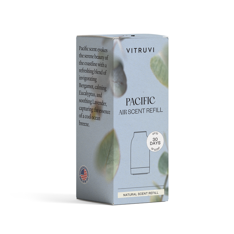 Vitruvi Pacific Air Scent Refill packaging on a white background