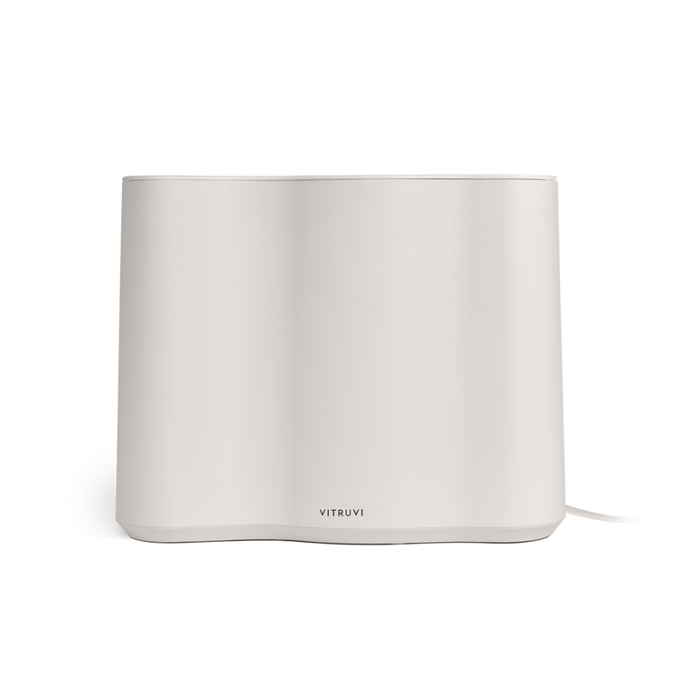 White electronic device with 'VITRUVI' branding on a white background