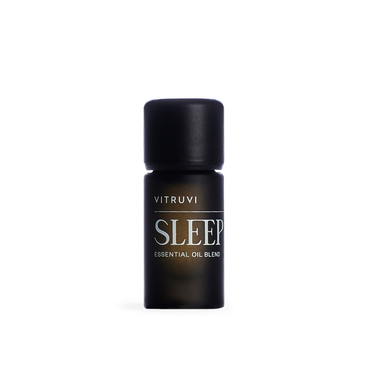 Vitruvi Sleep essential oil blend bottle on a white background