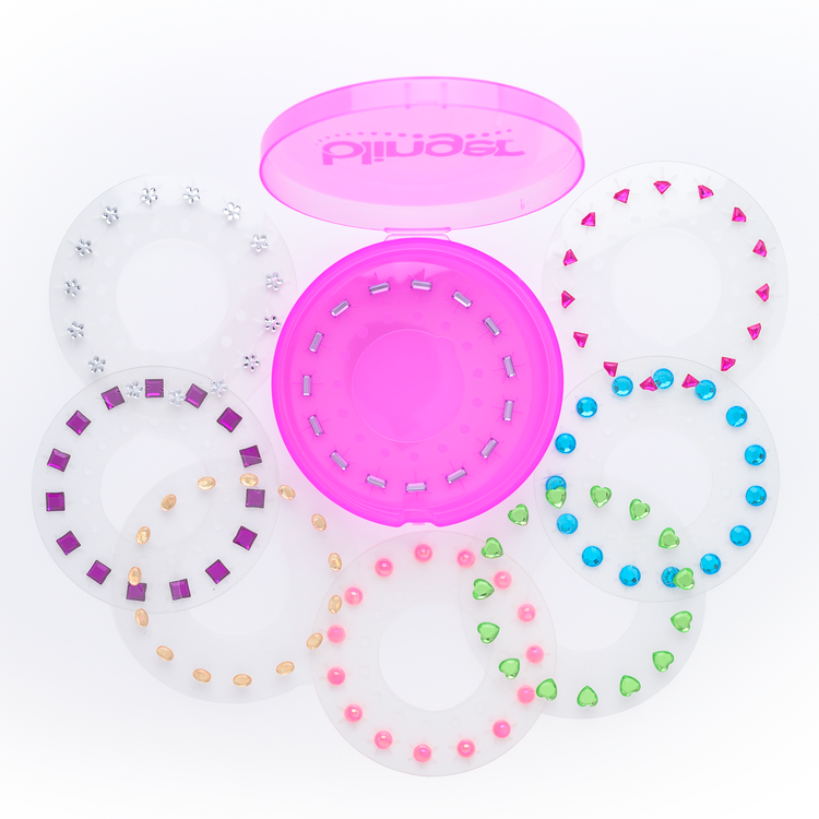 Pink and clear lid with colorful sprinkles on a white background