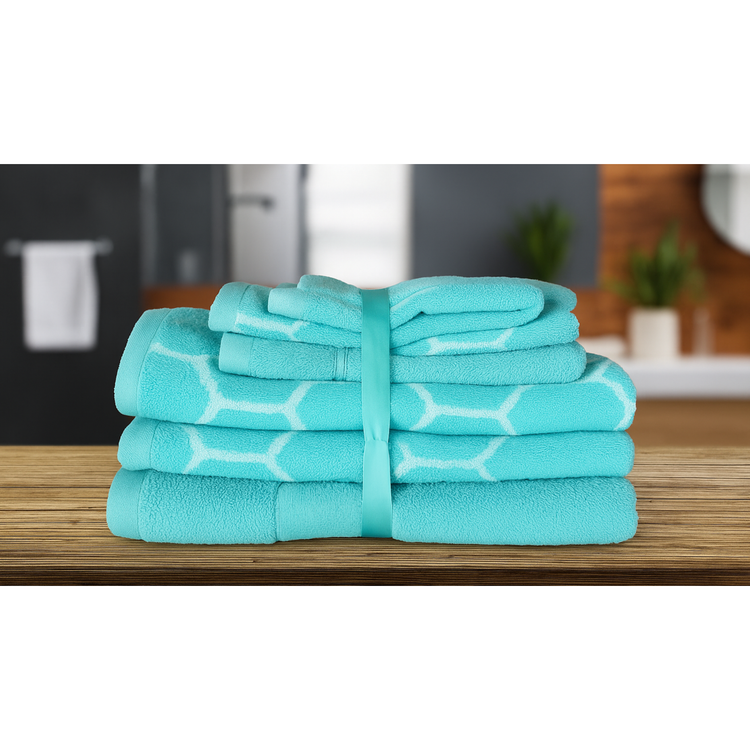 100% Cotton Honeycomb 6Pc Bath Towel Set