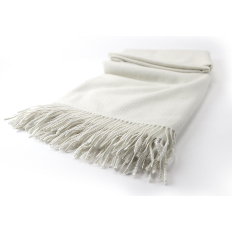 SPECIAL OFFER Cream Faux Cashmere throw with 3 letter embroidered monogram