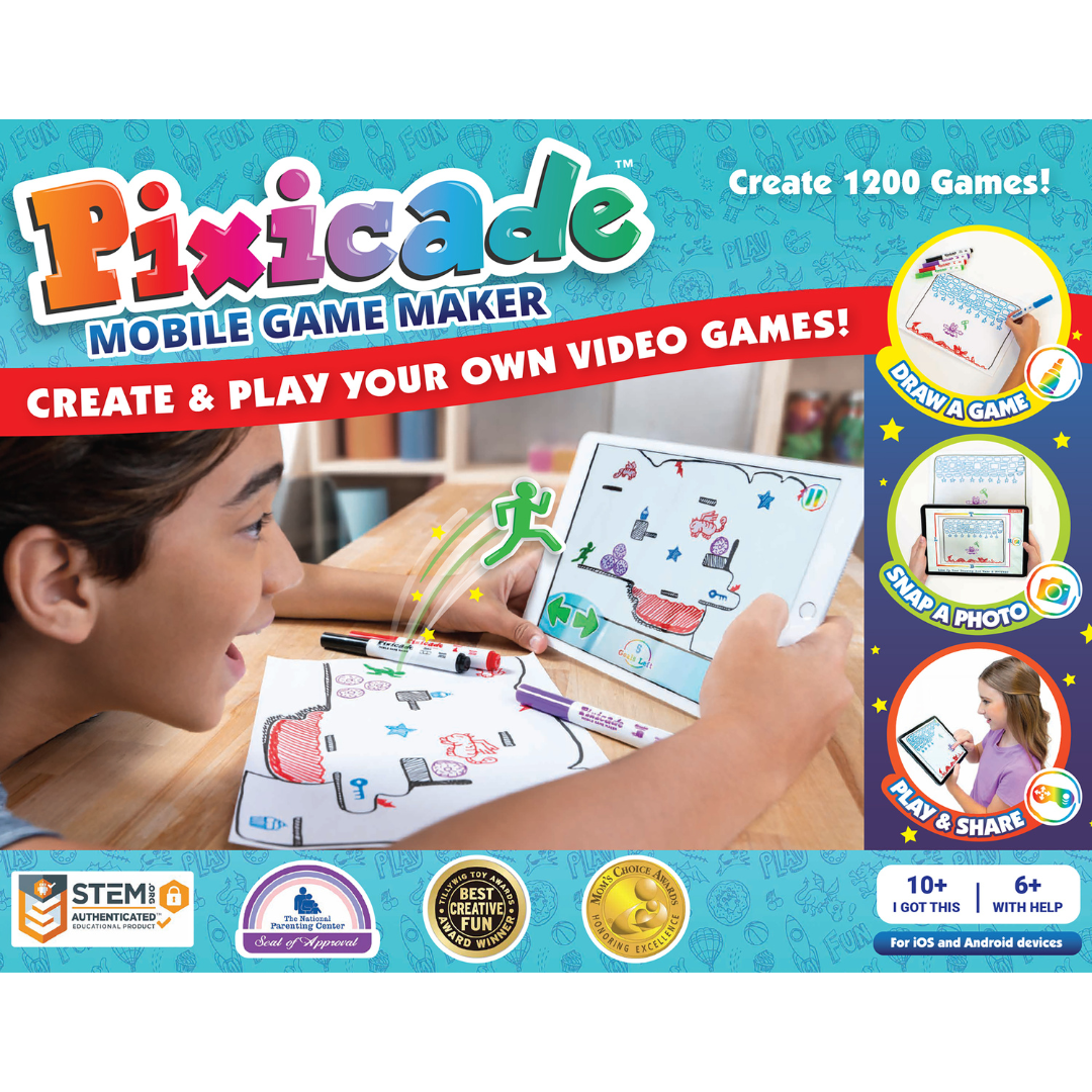 Turn your drawings into video games with Pixicade Mobile Game Maker! D