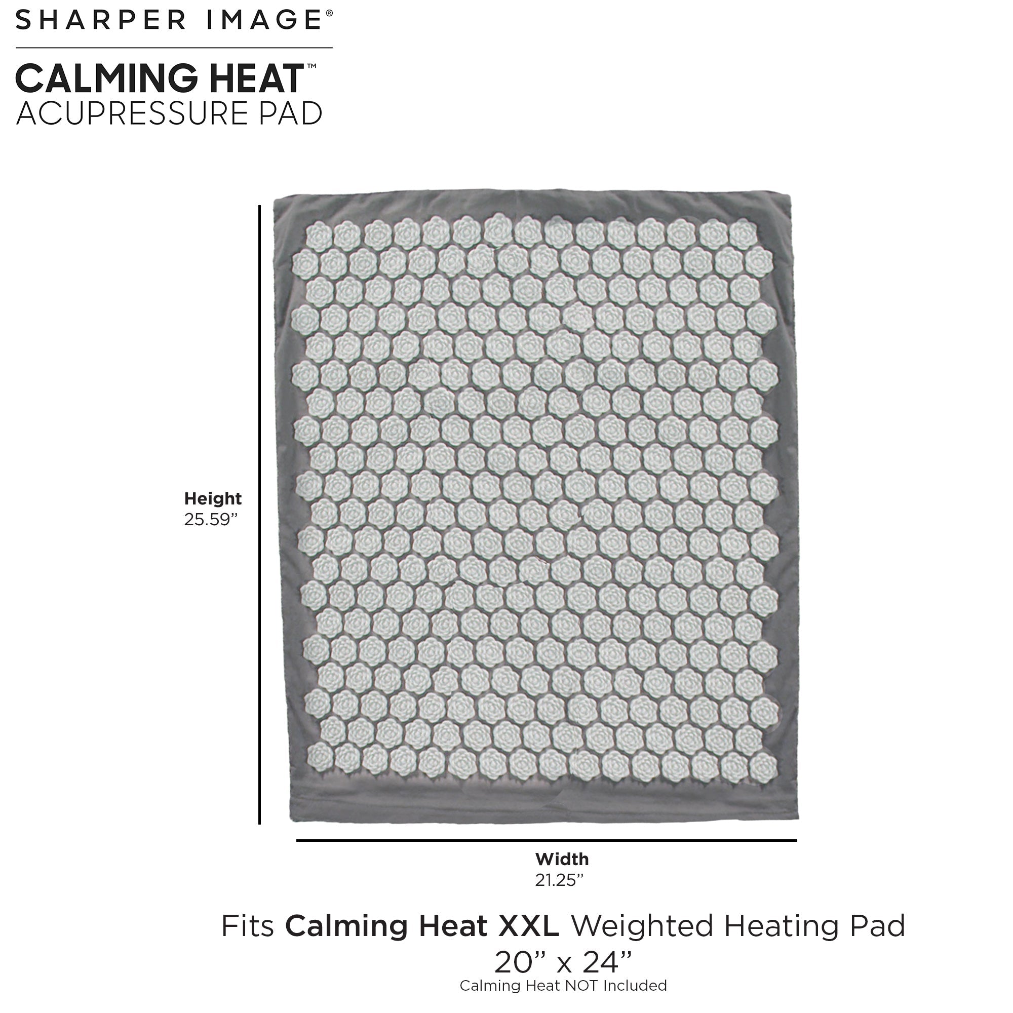 Sharper Image Calming Heat Massaging Weighted Heating Pad, 12 in x 24 in,  Gray