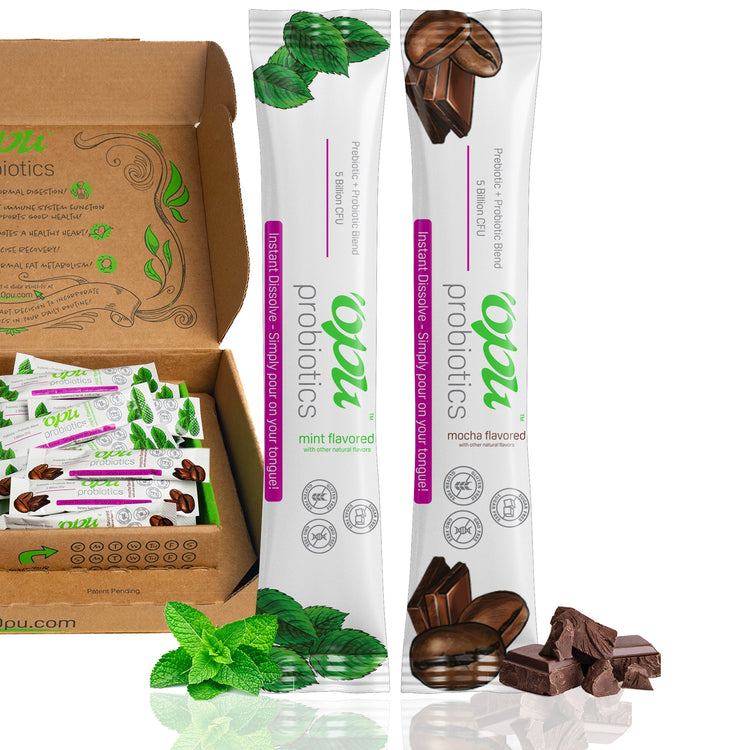 SPECIAL OFFER 15 Opu Mint + 15 Mocha INSTANT DISSOLVE Pre + Probiotic Packets! COMBO PACK!