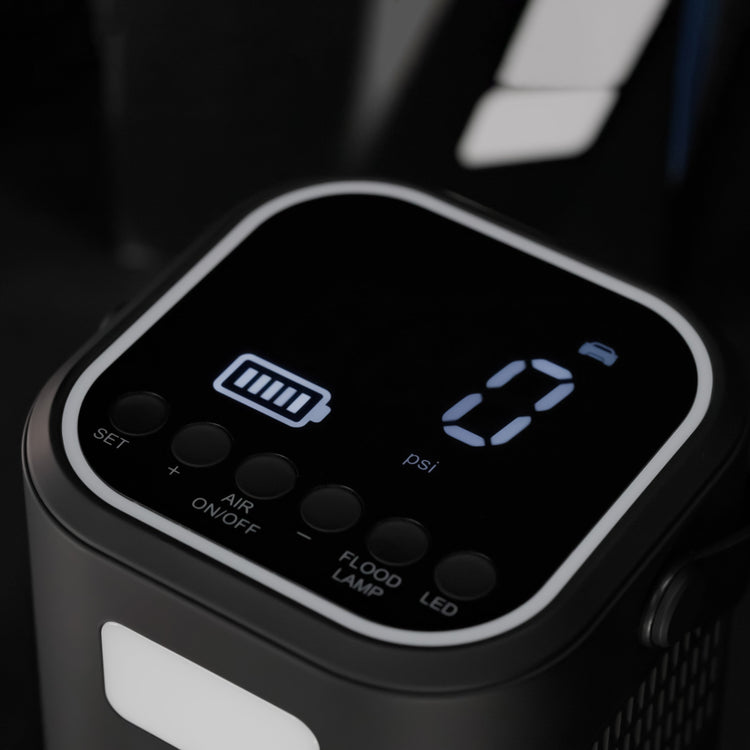 NeverGoFlat - Portable Air Compressor, Power Bank & Flashlight