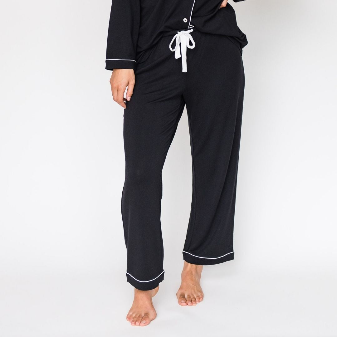 Korrah Pajama Pants  Black Contrast Piping