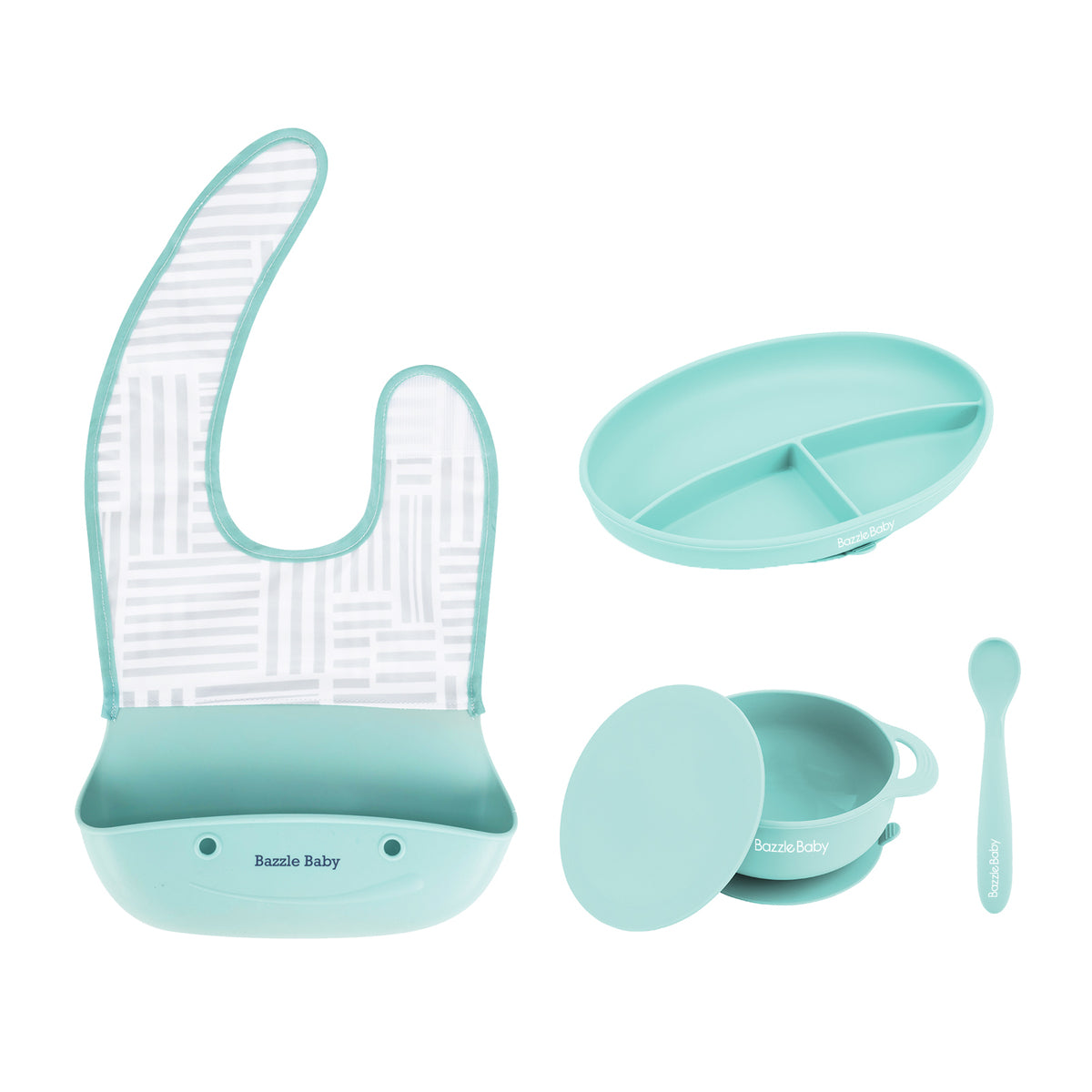 Bazzle Baby Anchor Silicone Bowl and Spoon Set - Blue