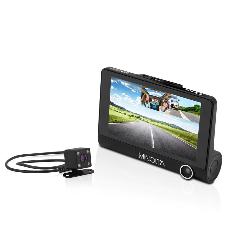Minolta MNCD415T 3-Channel 1080P Dash Camera w/4.0" LCD & Rear Camera