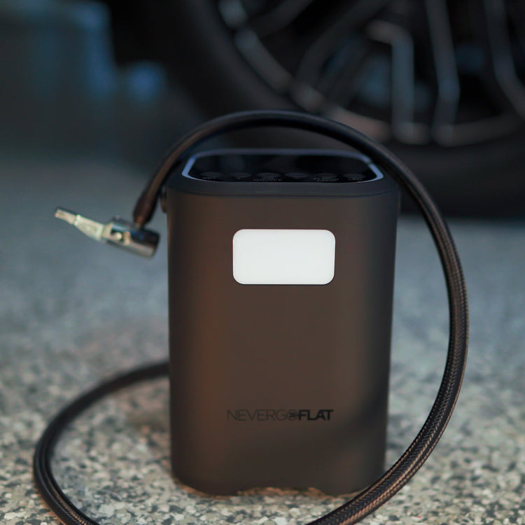 NeverGoFlat - Portable Air Compressor, Power Bank & Flashlight