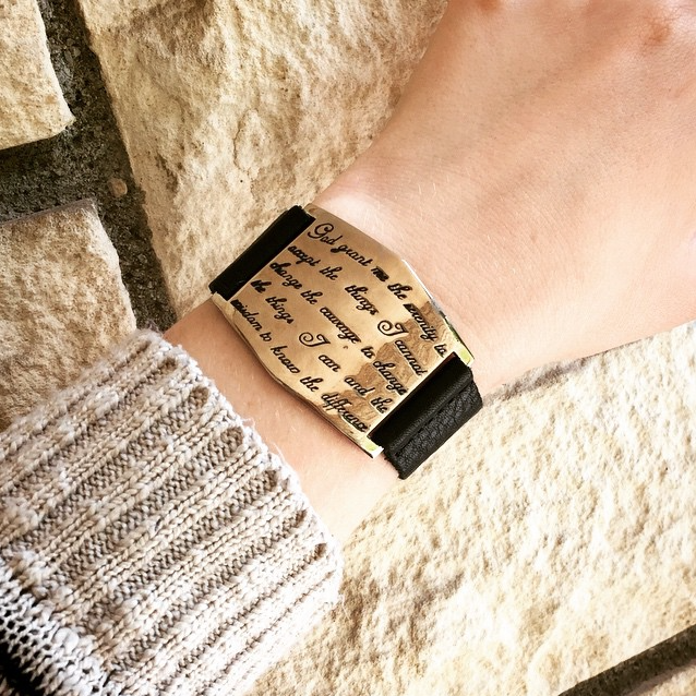 Serenity Prayer Cuff - GOLD/BROWN