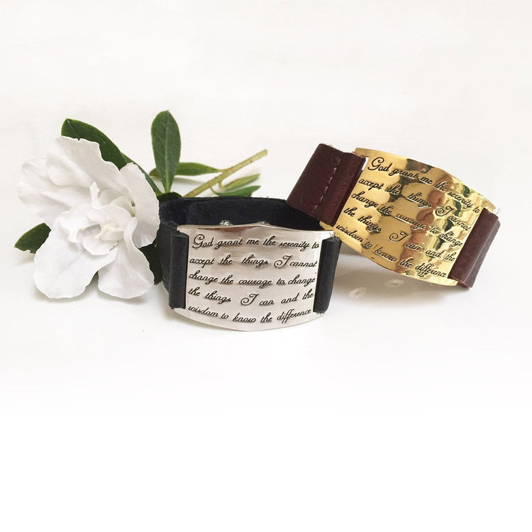 Serenity Prayer Cuff - SILVER/BLACK