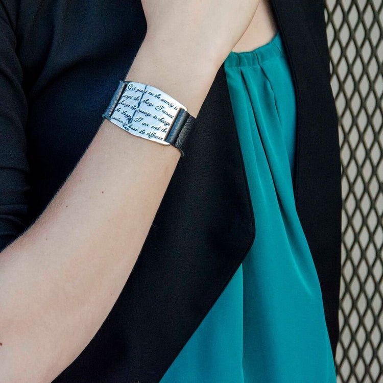 Serenity Prayer Cuff - SILVER/BLACK