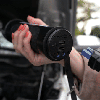10-in-1 Portable Vehicle Jump Starter, Flashlight, Power Bank & More - Red