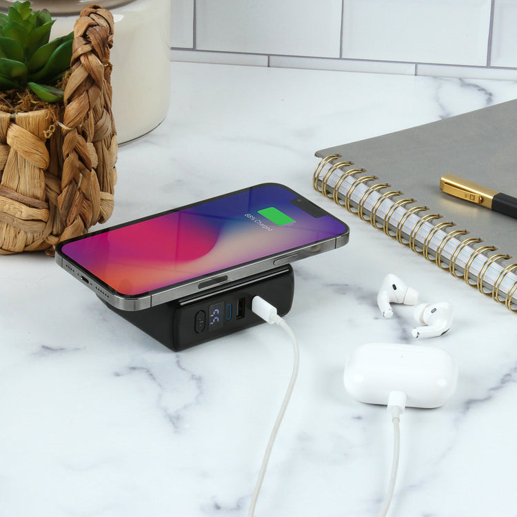 SPECIAL OFFER 3-In-1 Wall Charger and 10,000mAh Portable Power Bank with Digital Display - Blush Rose