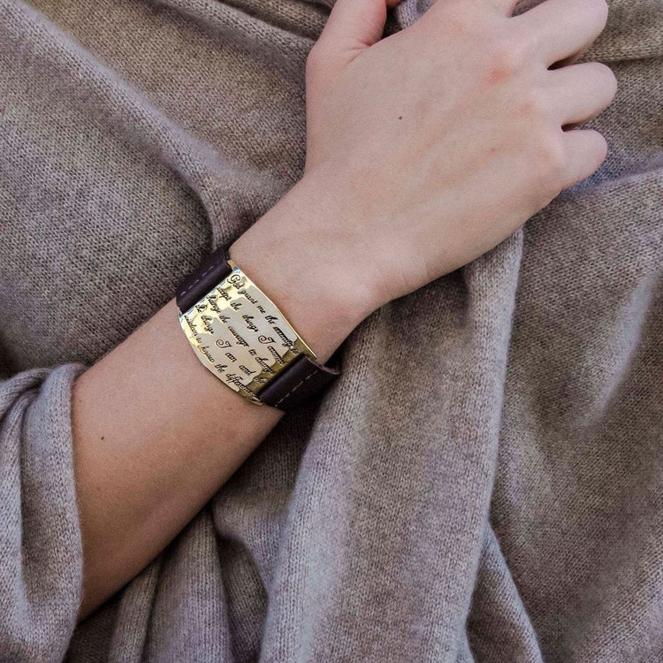 Serenity Prayer Cuff - GOLD/BROWN