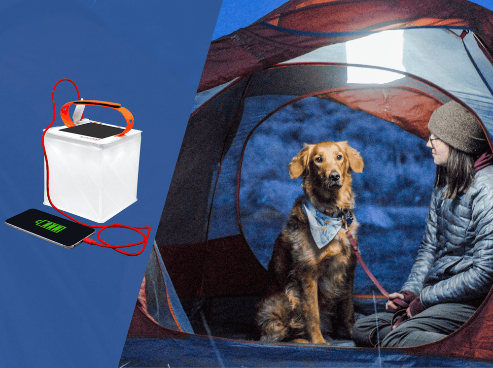 LuminAID solar-powered inflatable lanterns and emergency gear banner