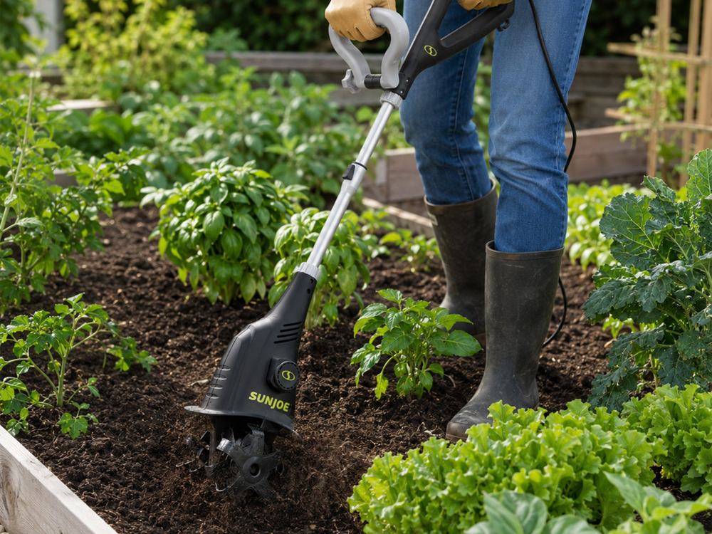 Sun Joe Electric Garden Cultivator banner for lightweight yard tool