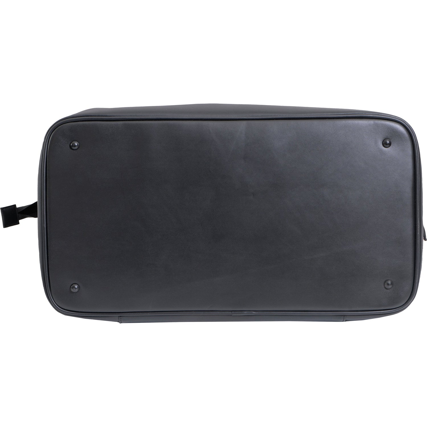 Black toiletry bag on a white background