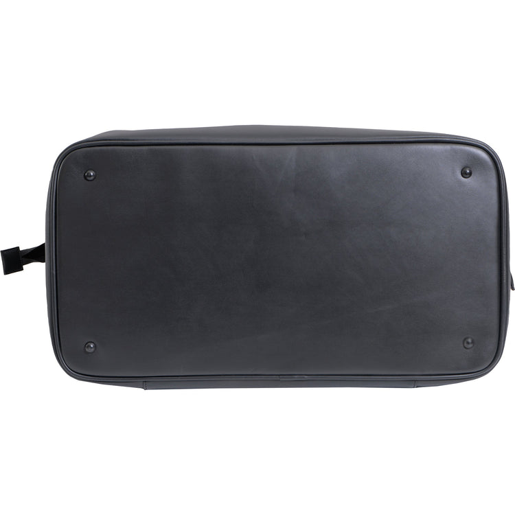 Black toiletry bag on a white background