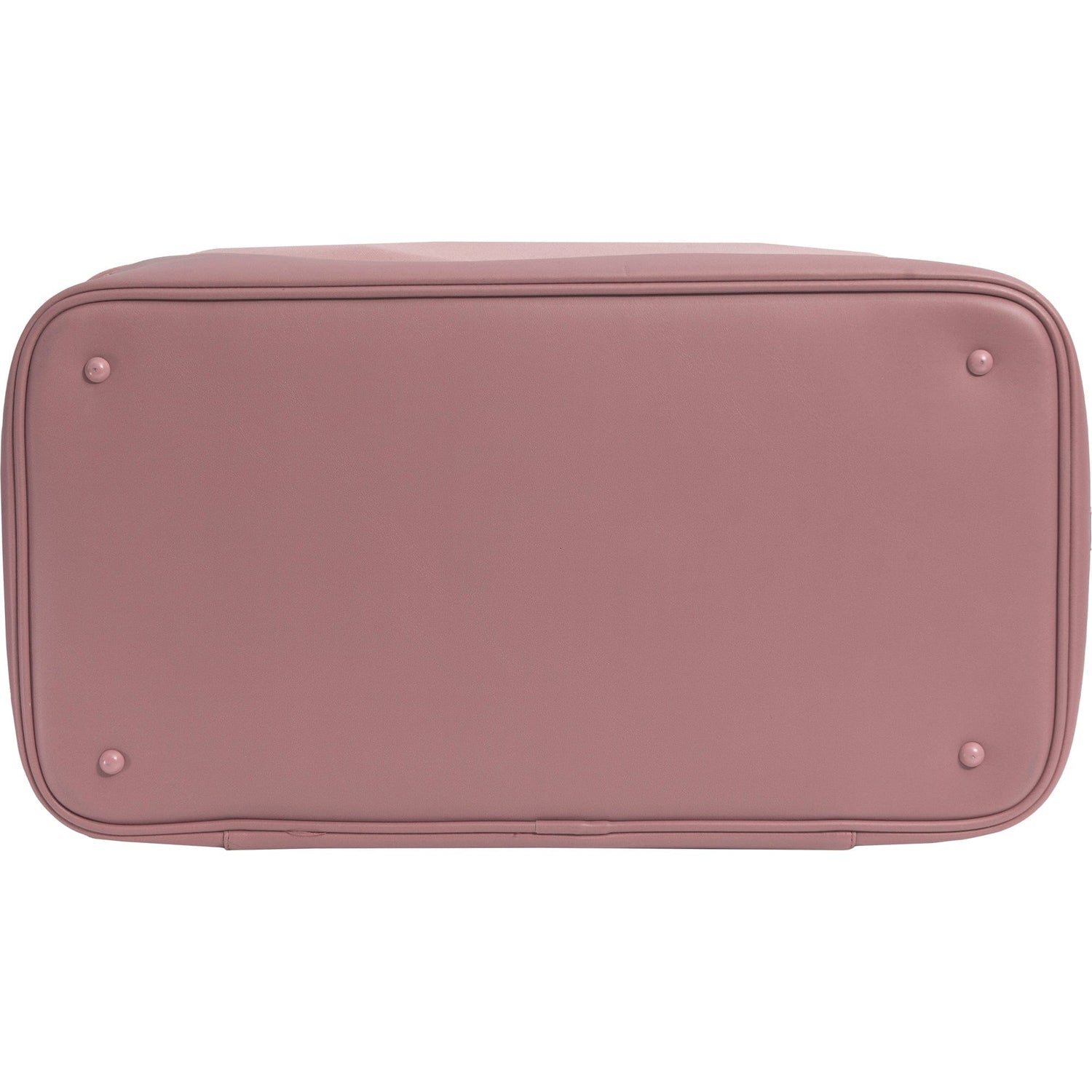 Pink rectangular pouch with rounded corners on a white background