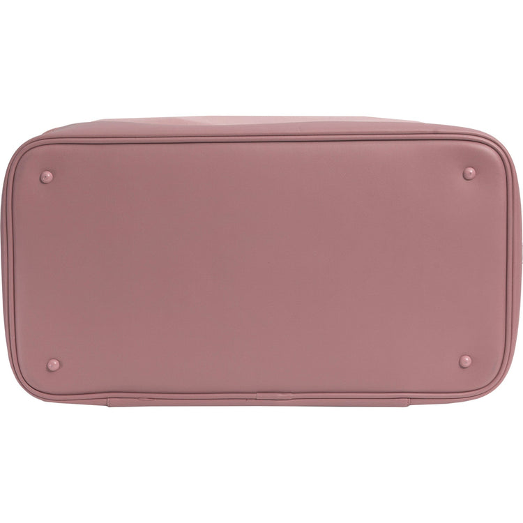 Pink rectangular pouch with rounded corners on a white background
