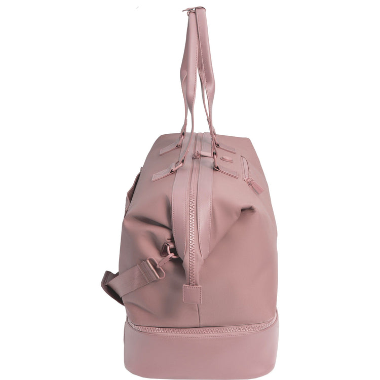 Pink backpack on a white background