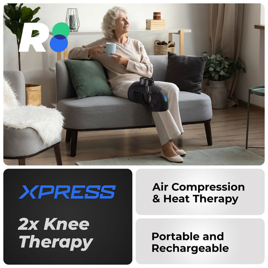 REATHLETE Xpress Knee Massager for Pain Relief | Leg Massager with Heat and Compression | Also Calf Massager or Thigh Massager | Massager for Circulation