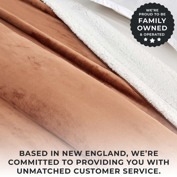 Ultra-Soft Velvet Plush Reversible Sherpa Fleece Blanket - Terracotta
