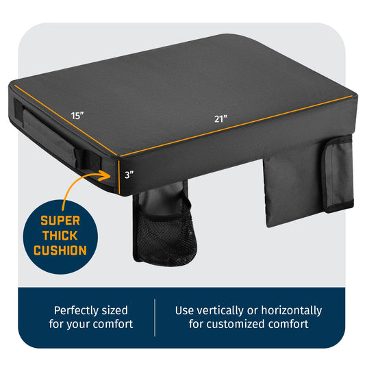 Portable heating pad with battery pack and water bottle on a white background