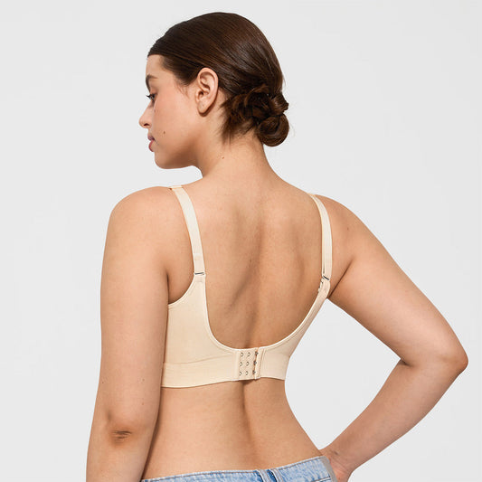 Seamless Comfort Removable Pad Everyday Bra- Slim Strap - Beige