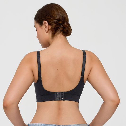 Seamless Comfort Removable Pad Everyday Bra- Slim Strap - Black