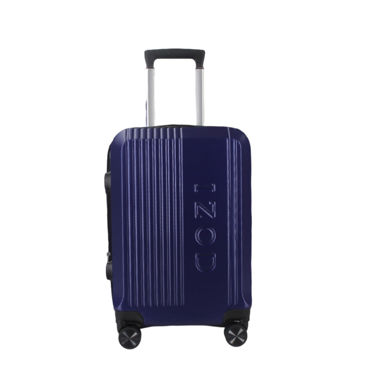 Blue suitcase with 'Nou' branding on a white background