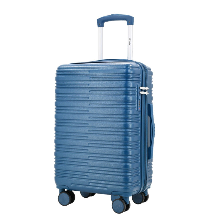 Blue suitcase with a textured surface on a white background