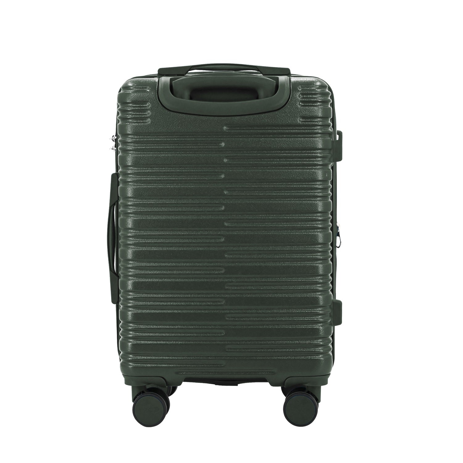 Green suitcase with a textured surface on a white background