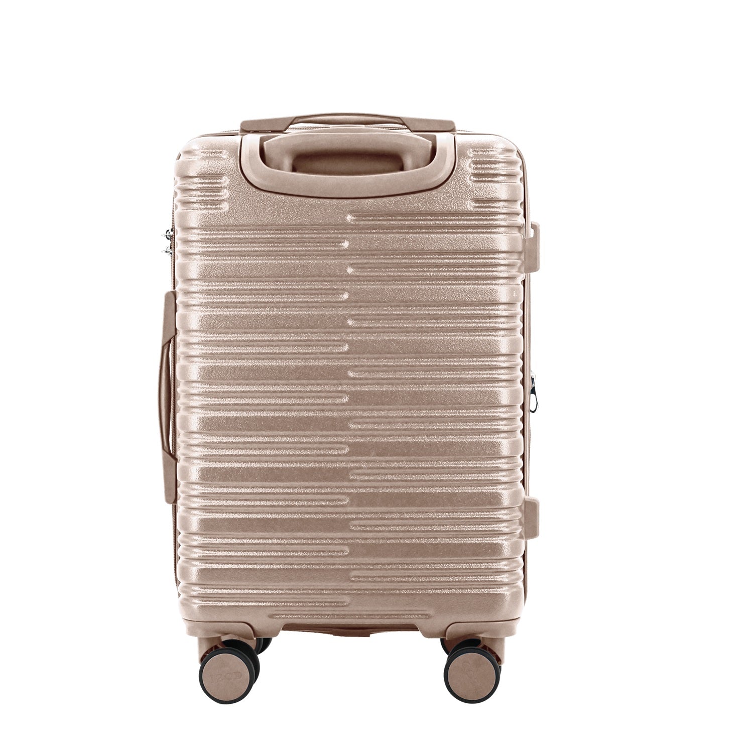 Gold suitcase with a textured surface on a white background
