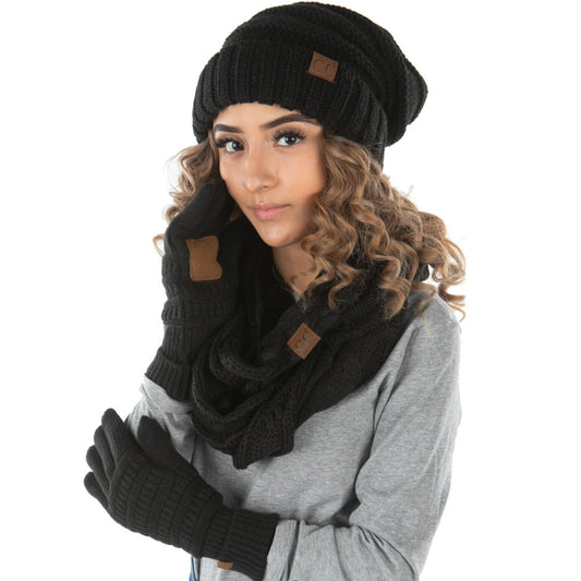 Women's Hat, Glove & Scarf Matching Set