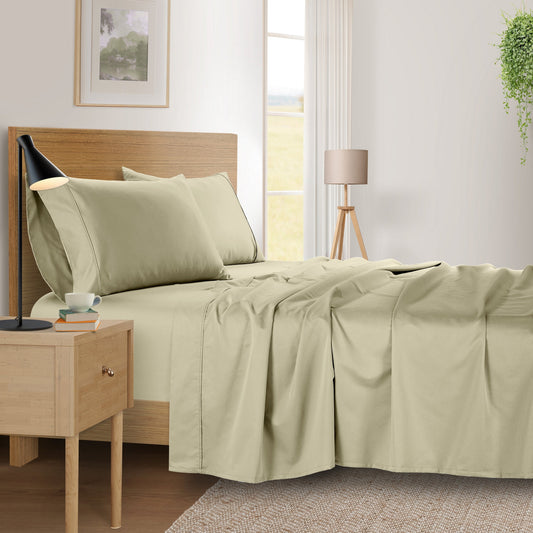 Kathy Ireland 500 Thread Count Tencel Cooling Cotton 4-Piece Sheet Set - Beige