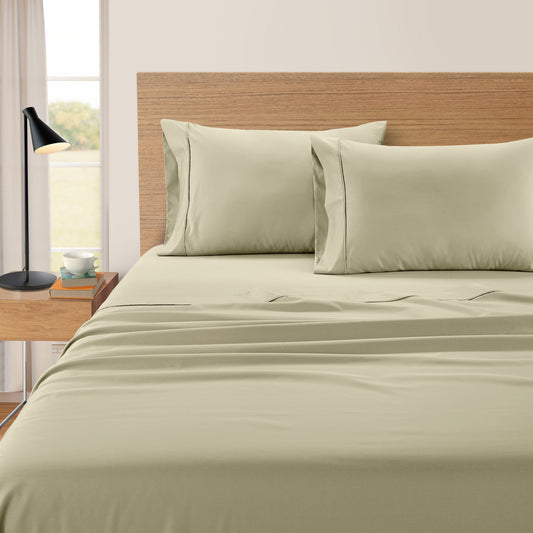 Kathy Ireland 500 Thread Count Tencel Cooling Cotton 4-Piece Sheet Set - Beige
