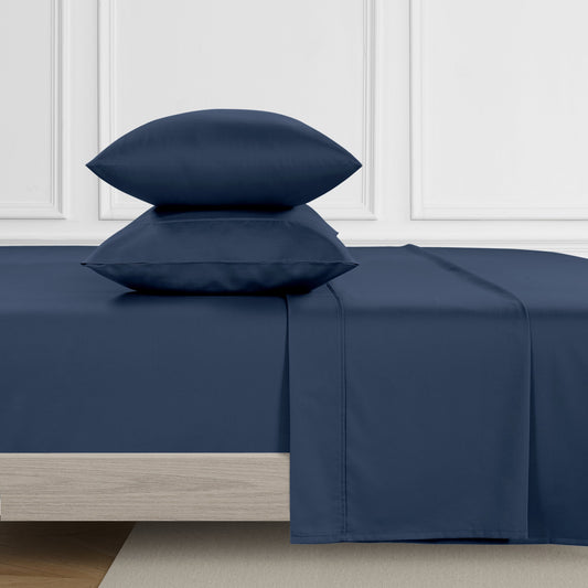 Kathy Ireland 500 Thread Count Tencel Cooling Cotton 4-Piece Sheet Set - Navy