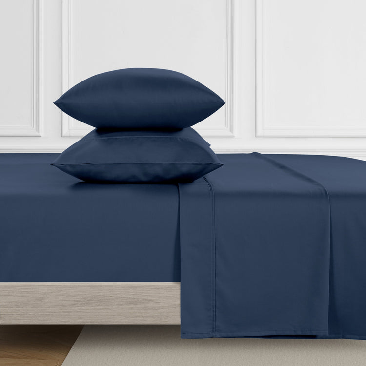 Kathy Ireland 500 Thread Count Tencel Cooling Cotton 4-Piece Sheet Set - Navy