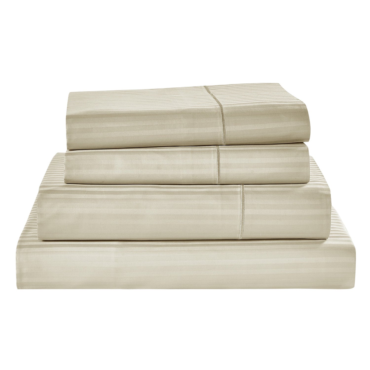 Kathy Ireland 500 Thread Count Damask Stripe Sheet Set with Optifit - Beige