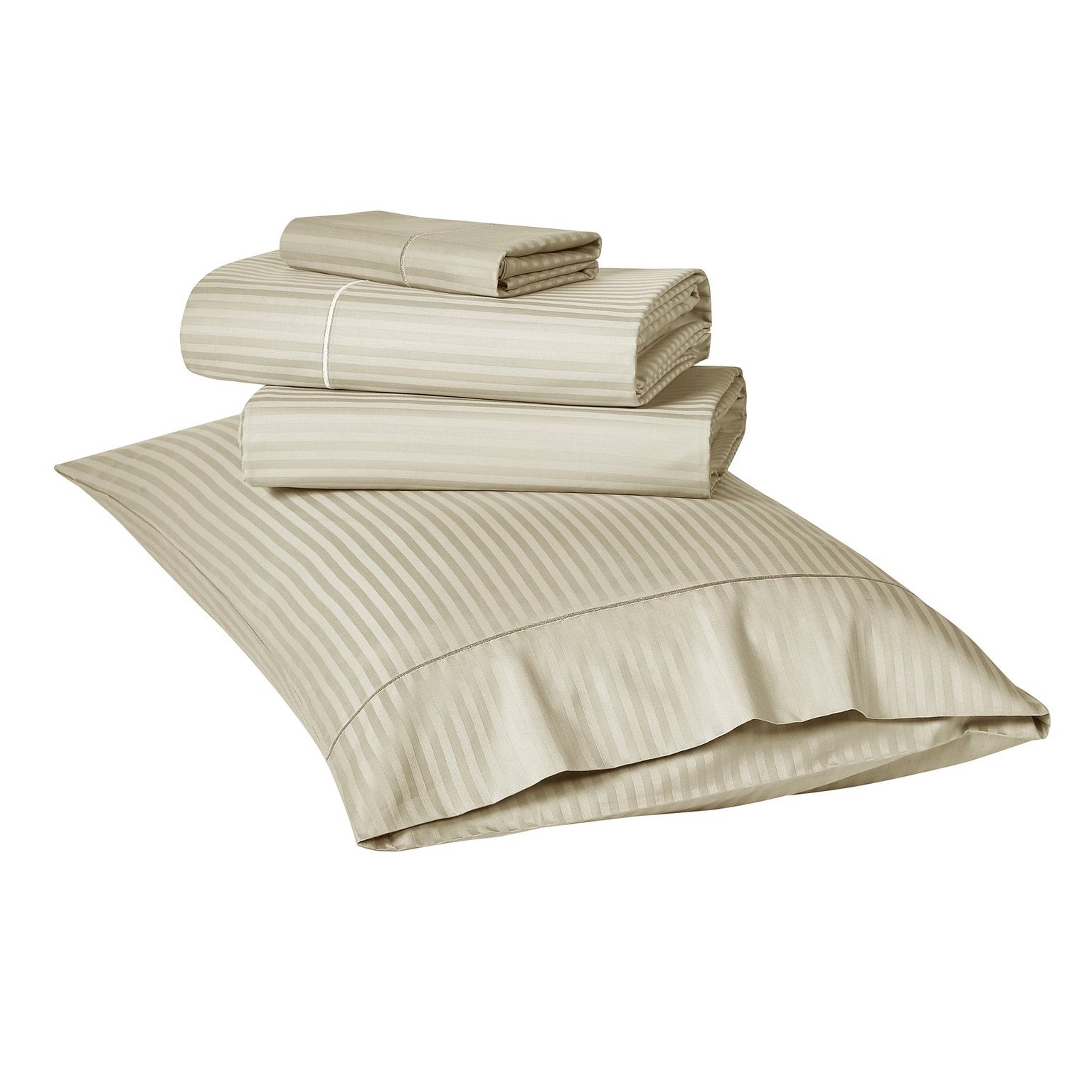 Kathy Ireland 500 Thread Count Damask Stripe Sheet Set with Optifit - Beige