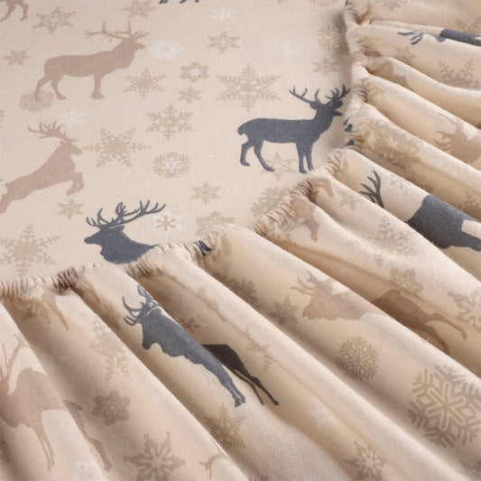 Kathy Ireland 100% Turkish Cotton Flannel Sheet Set - Beige Deer