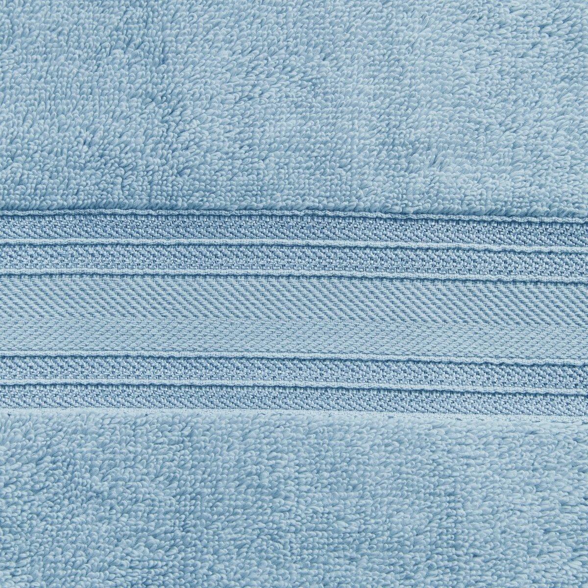 Close-up of a light blue towel with a textured surface
