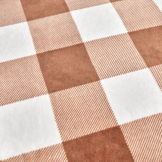 Ultra-Soft Velvet Plush Reversible Sherpa Fleece Blanket - Terracotta Buffalo Checks