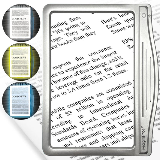 5X LED Page Magnifier with 3 Color Light Modes -24 Fully Dimmable LEDs